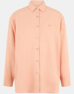 Chemise ample en Coton mélangé Paros rayée rose moyen