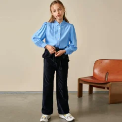 Chemise Avatar fluide épaules bouffantes bleue