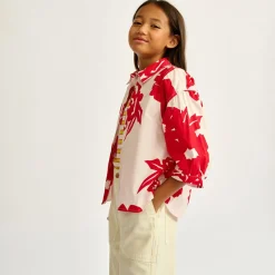 Chemise Ave à fleurs rouge