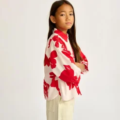 Chemise Ave à fleurs rouge
