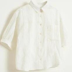 Chemise Ave en Coton à fines rayures blanche
