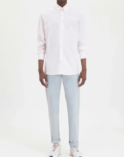 Chemise baton large à rayures rose/blanc