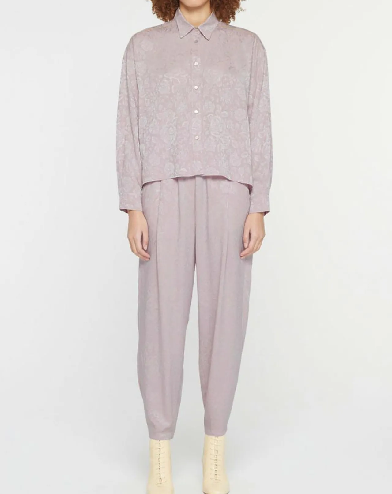 Chemise Boxy Jacquard mauve