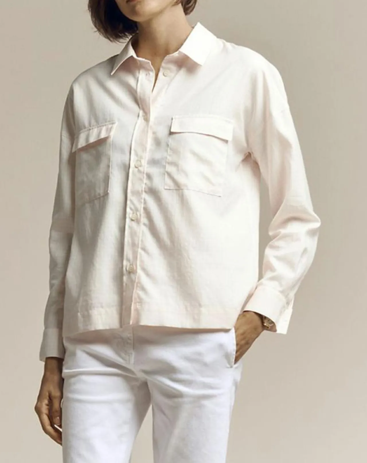 Chemise Canada à petits carreaux rose poudré