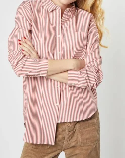 Chemise Candeur à rayures terracotta