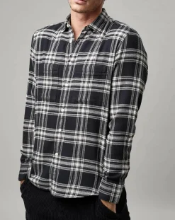 Chemise Carreaux Double Poches Oversize noir/blanc