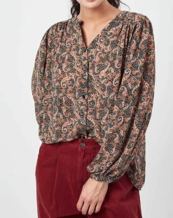 Chemise Chérimole imprimée noir/marron