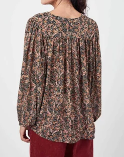 Chemise Chérimole imprimée noir/marron