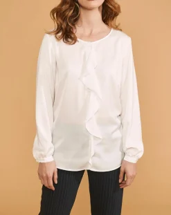 Chemise Ciano à volant beige neige