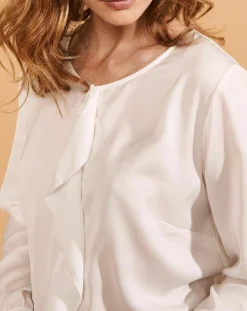 Chemise Ciano à volant beige neige