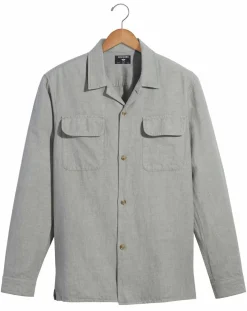 Chemise classique LS Camp kaki clair/gris