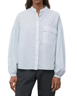 Chemise Col Mao Poche bleu clair