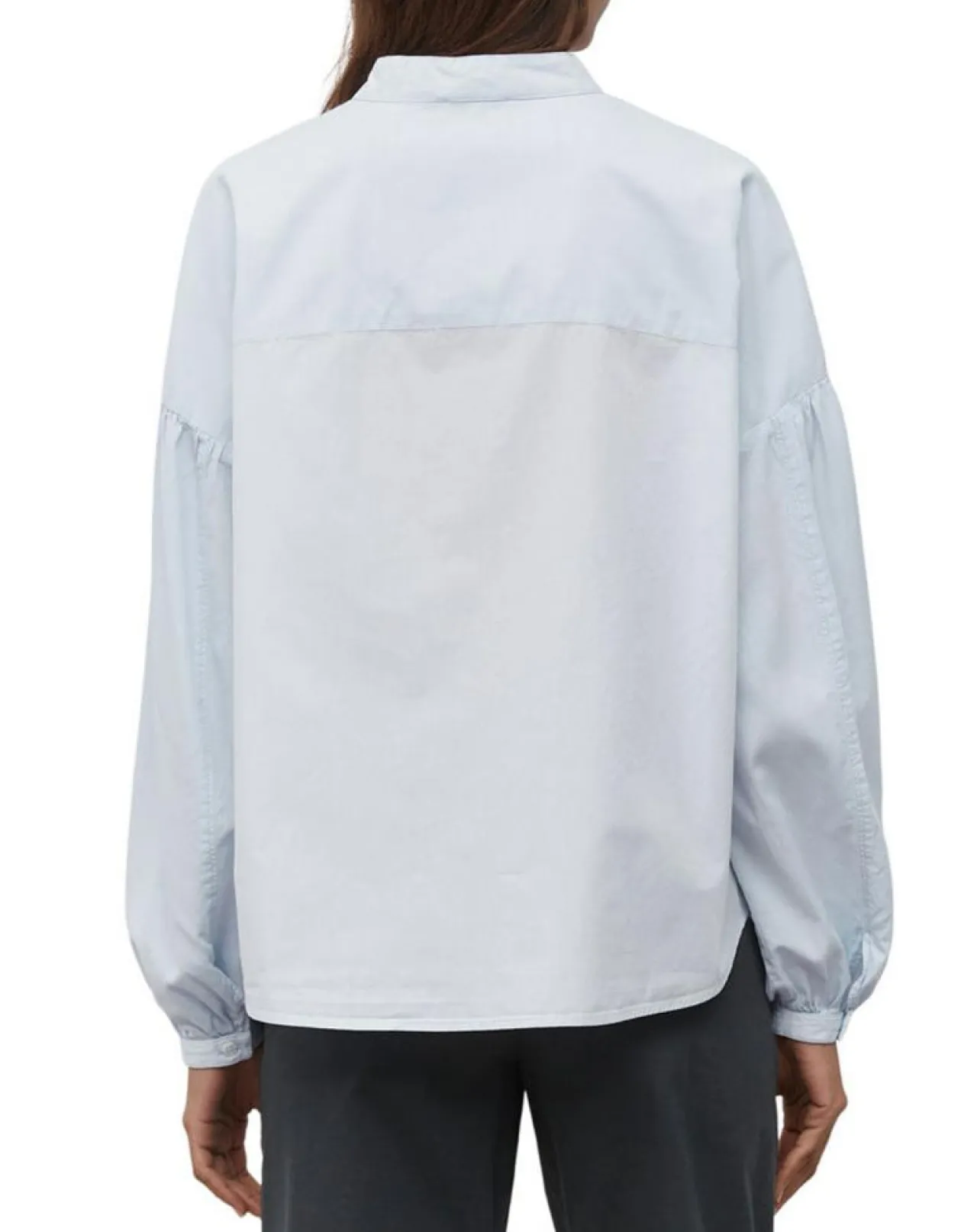 Chemise Col Mao Poche bleu clair