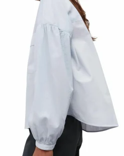 Chemise Col Mao Poche bleu clair