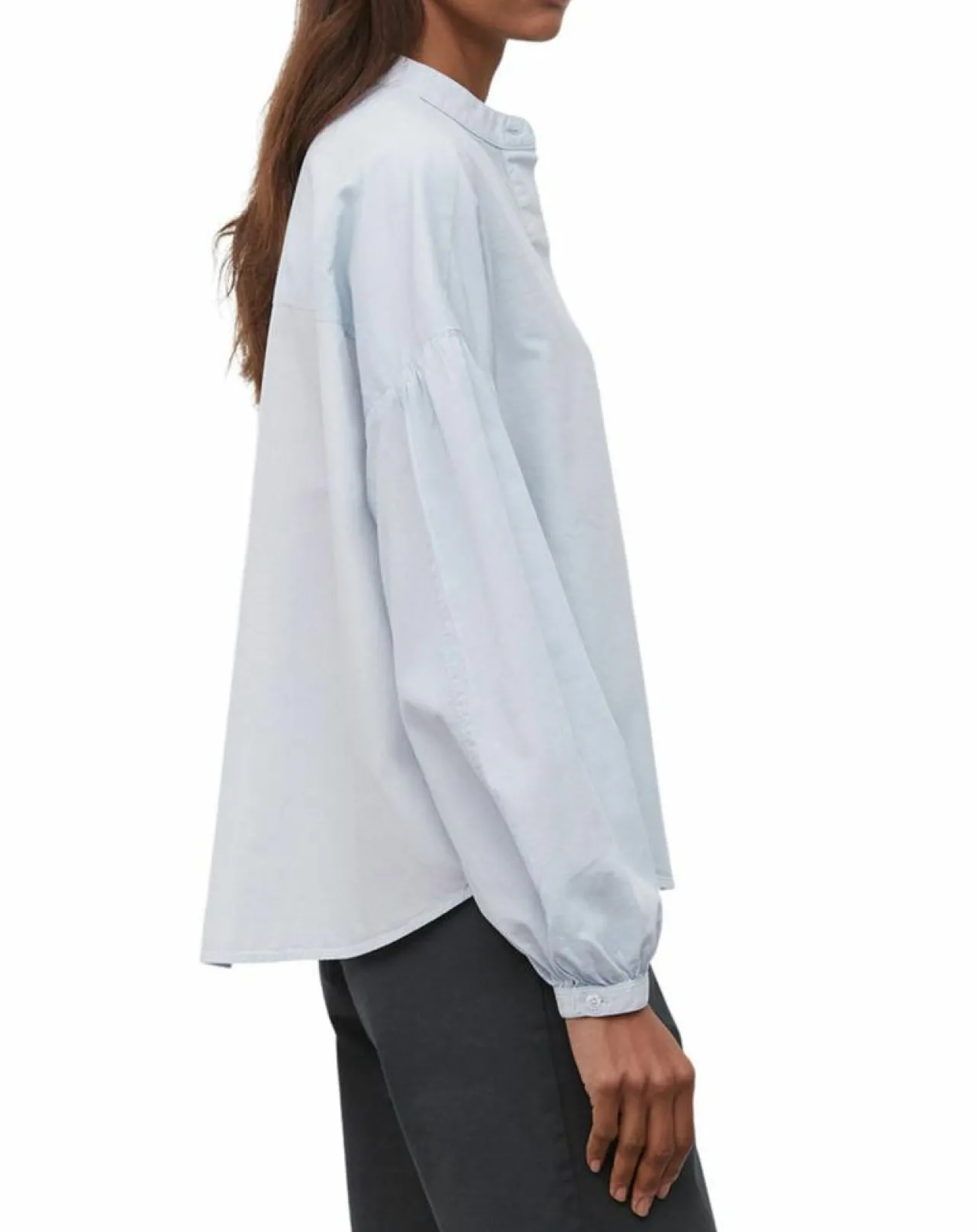 Chemise Col Mao Poche bleu clair