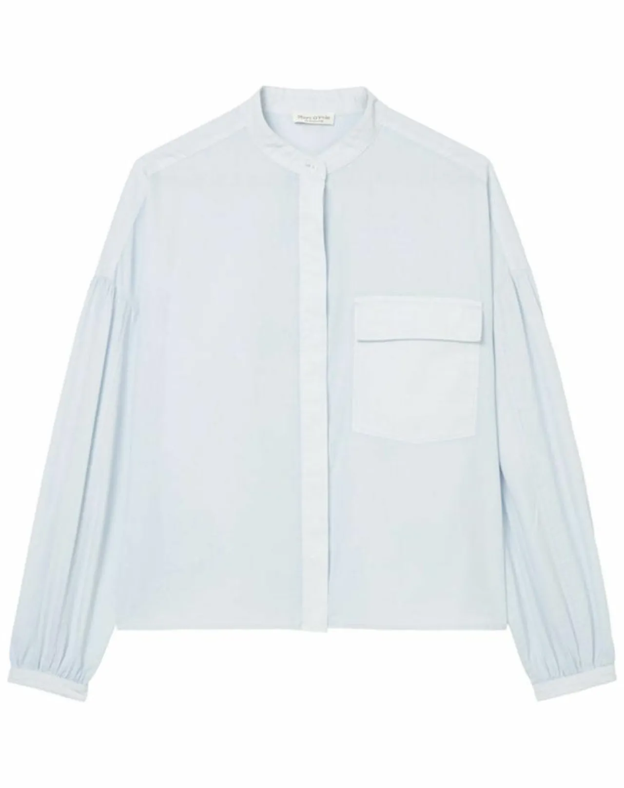 Chemise Col Mao Poche bleu clair