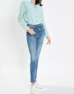 Chemise col polo bleu clair