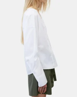 Chemise col V poche blanche