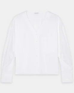Chemise col V poche blanche