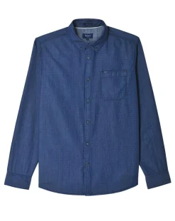 Chemise confort à micro points bleue