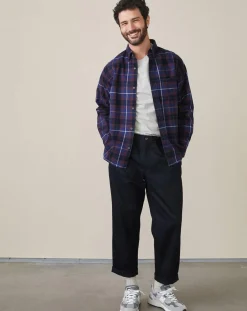 Chemise confort Farel à carreaux bleu marine