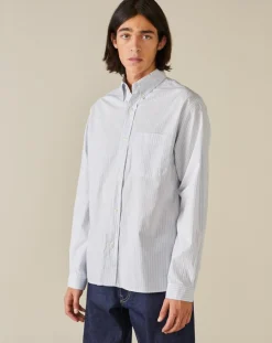 Chemise confort Farel rayée bleu ciel/blanc