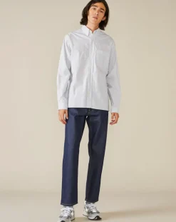 Chemise confort Farel rayée bleu ciel/blanc