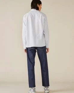 Chemise confort Farel rayée bleu ciel/blanc