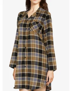 Chemise de nuit Ecossais imprimée marron/noir