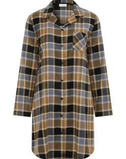Chemise de nuit Ecossais imprimée marron/noir