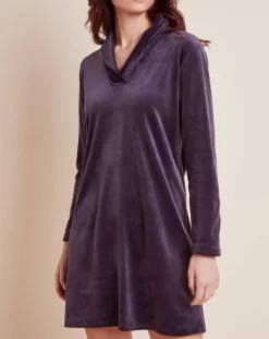 Chemise de nuit en Velours Paola marine