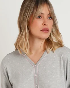 Chemise de nuit Pink Hearts B gris chiné