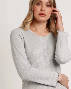 Chemise de nuit Soft Côtelée C gris chiné