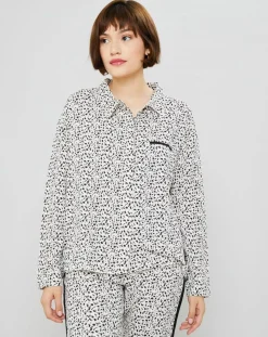 Chemise de pyjama Flower imprimée beige/noir
