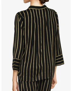 Chemise de pyjama Graphic noir/doré