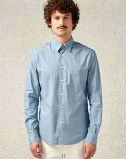 Chemise droite 100% Coton organique Franklin bleue