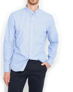 Chemise droite à pois Micro Mylor bleu clair