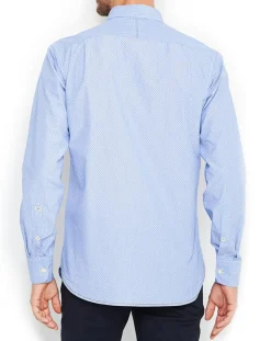 Chemise droite à pois Micro Mylor bleu clair