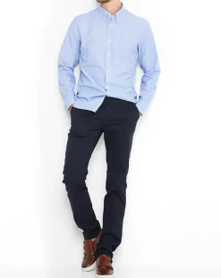 Chemise droite à pois Micro Mylor bleu clair