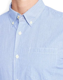 Chemise droite à pois Micro Mylor bleu clair