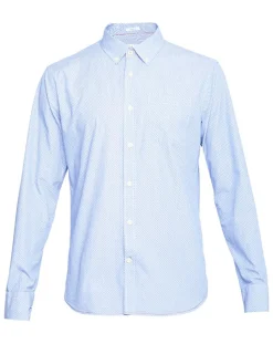 Chemise droite à pois Micro Mylor bleu clair