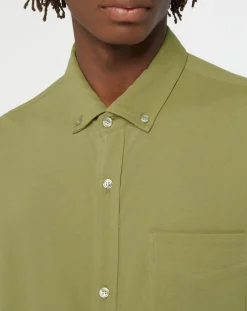 Chemise droite en Coton bio Nipique kaki moyen