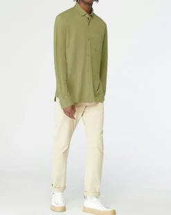 Chemise droite en Coton bio Nipique kaki moyen