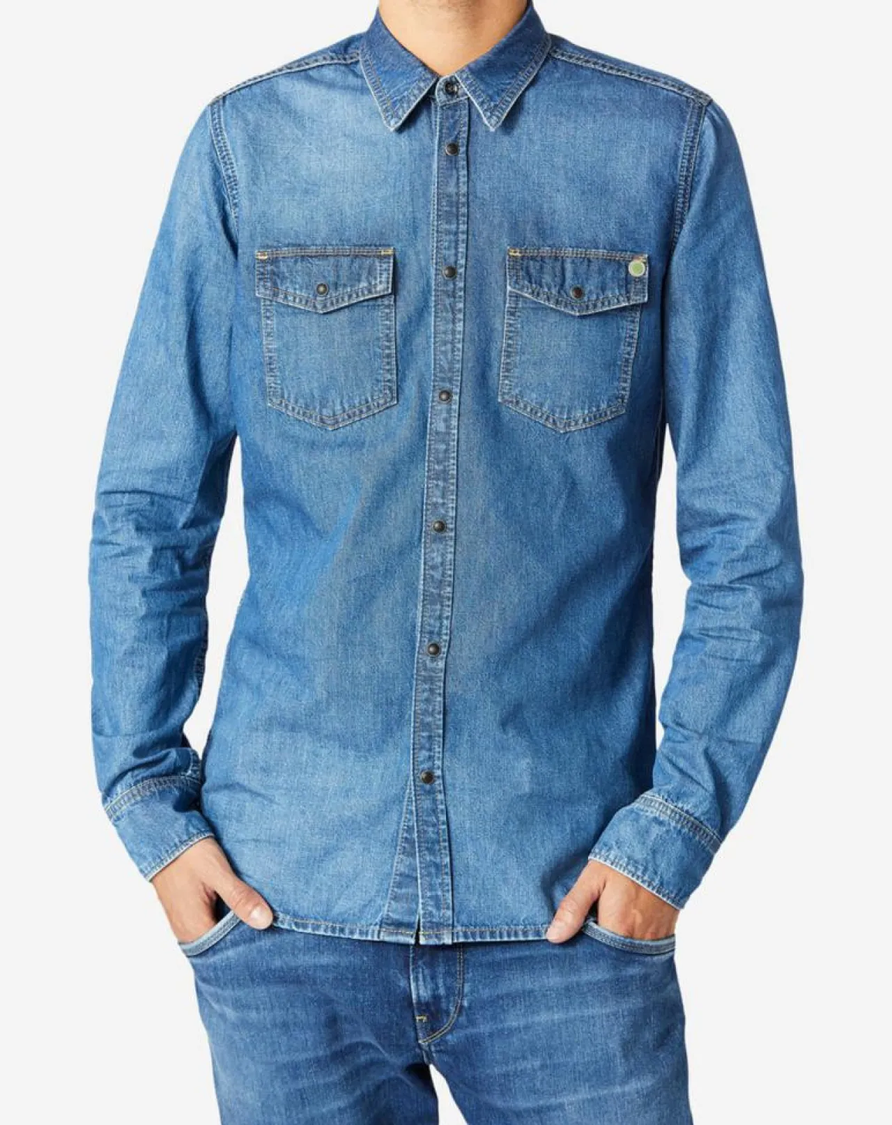 Chemise droite en jean Archive bleue