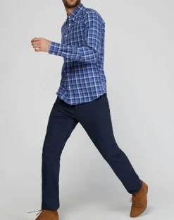 Chemise droite Flannelle carreaux bleu/blanc