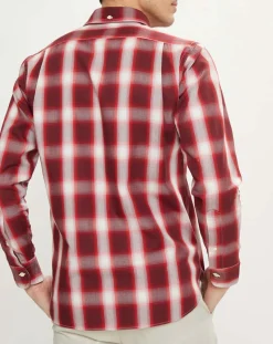 Chemise droite Geev à carreaux rouge