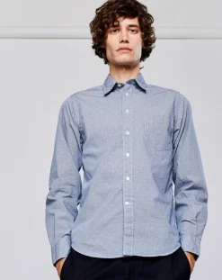 Chemise droite Glenh à pois bleue