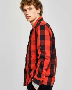 Chemise droite Goney à carreaux rouge/noir