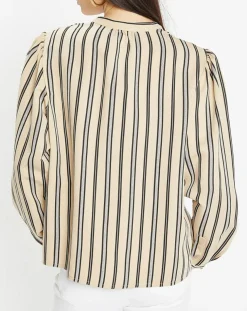 Chemise droite Laurie à rayures beige/noir