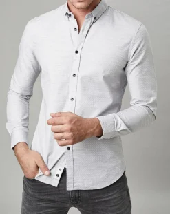 Chemise droite Micro Design grise